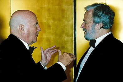 With Stephen Sondheim at the awarding of the Praemium Imperi...