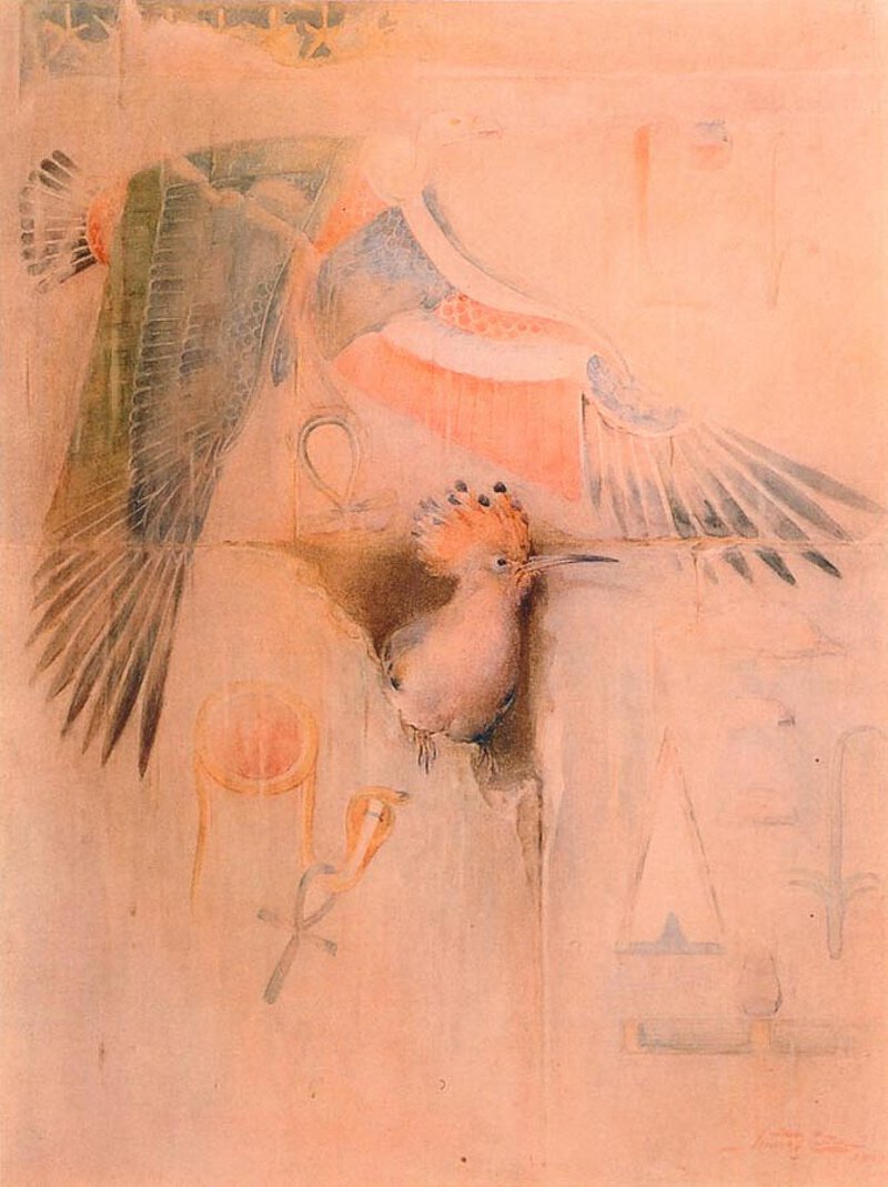 Skizze eine Wiedehopfs (Upupa) aus 1908 von Howard Carter (1873-1939)