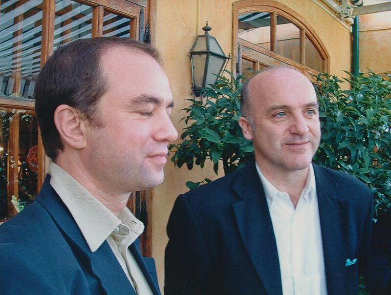 Mauro Bucarelli (li.) und Stefano Iraci bei dem Hauskonzert auf La Leprara, Oktober 2004