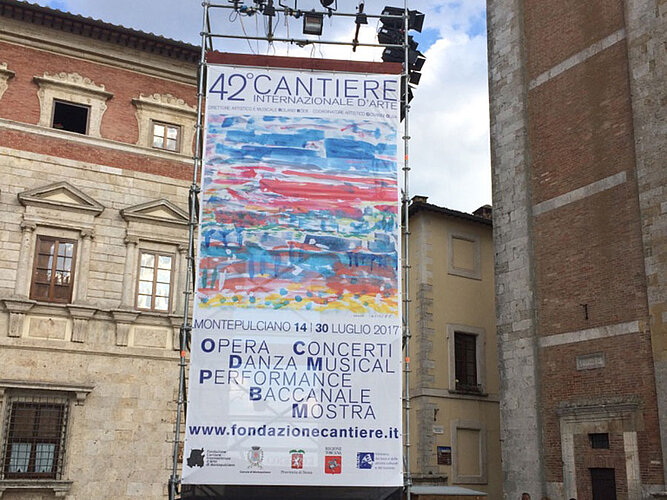 Werbetafel für den 42. Cantiere Internazionale d'Arte Montep...