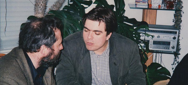Siegfried Mauser und Moritz Eggert auf der Geburtstagsparty für Fausto Moroni bei Michael Kerstan, München 1999
