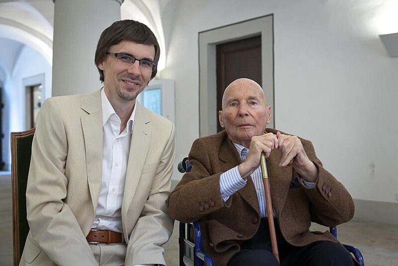 Mit dem Musikjournalisten Rafael Rennicke in der Thomasschule, Leipzig 2012
