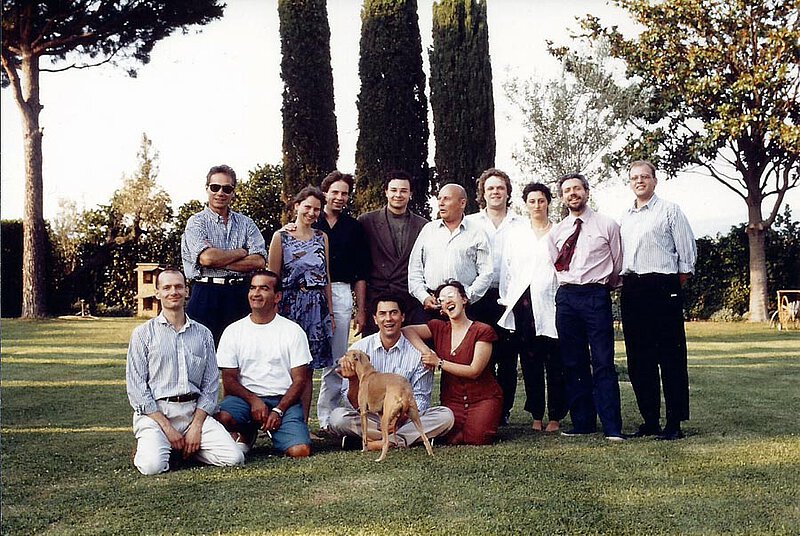 Besuch des Produktionsstabs des Cantiere Internazionale d'Arte Montepulciano" auf La Leprara 1991