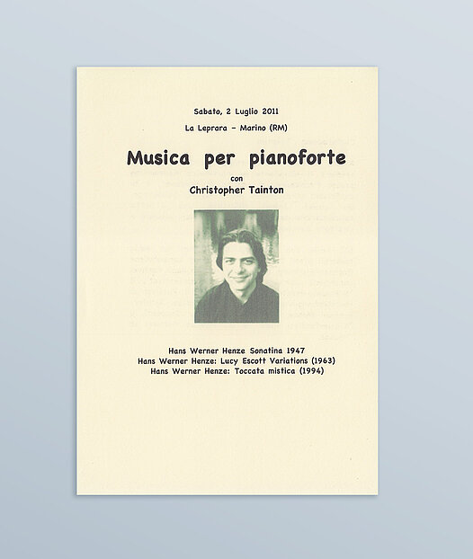 Programma del Festival Henze a Marino e Rocca di Papa, lugli...