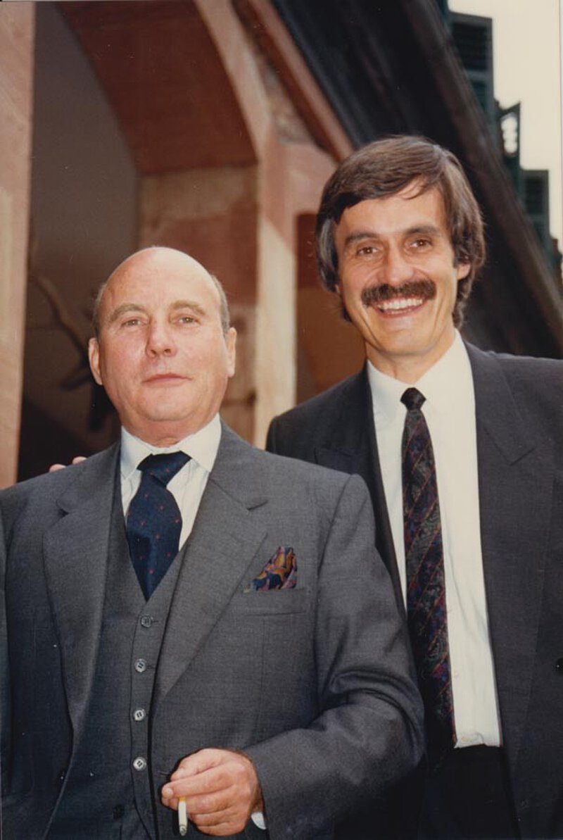 Mit Peter Hanser-Strecker auf Schloss Wolfsgarten, 1989