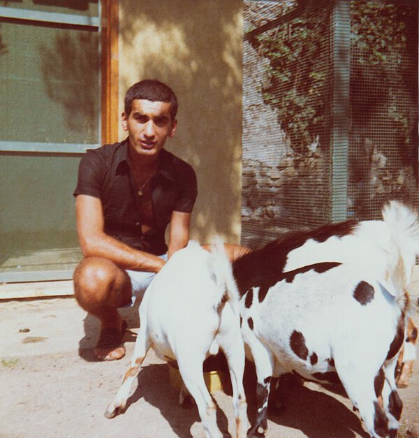 Fausto Moroni mit Ziegen auf La Leprara, 1970