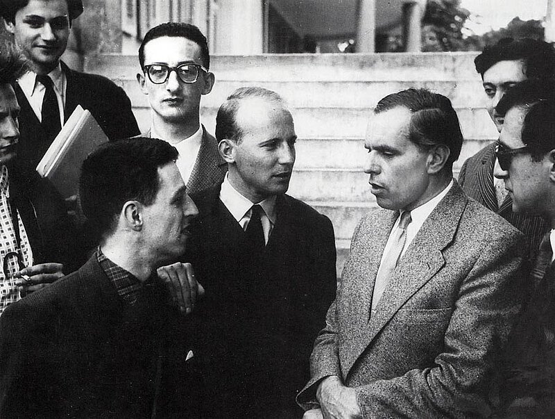 Mit Camillo Togni (li. mit Brille), Ludwig Hoelscher (mi.), Vittorio Fellegara (li. vorne) und Luciano Berio (re. mit Blrille)