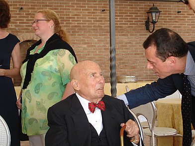With Karin Dietrich (left) and Paolo Arcà in occasion 85th b...