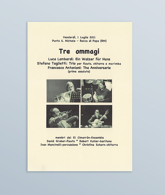 Programme for the Henze Festival in Marino and Rocca di Papa...