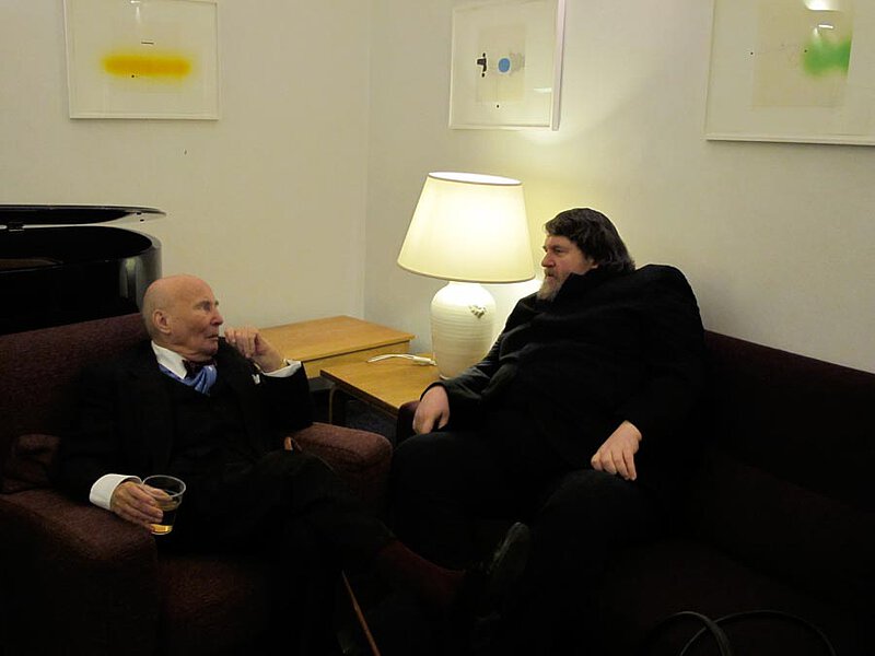 Mit Oliver Knussen anlässlich des Henze-Festivals des BBC ("Total Immersion"), London 2010