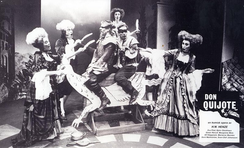 Plakat zu "Don Chisciotte della Mancia", Schwedische Erstaufführung Svenska Riksteatern, Tournee durch Schweden 1986