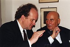 Celebration after the world premiere of H.W.Henze's Sinfonia N. 9, Berlin, September 12, 1997