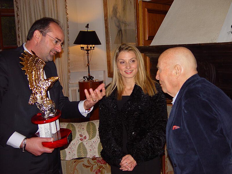 Mit Francesco Di Nisio (li.) und Giuliana Poleggi (re.) bei der Verleihung des "Aquila d'Oro", La Leprara, 2010