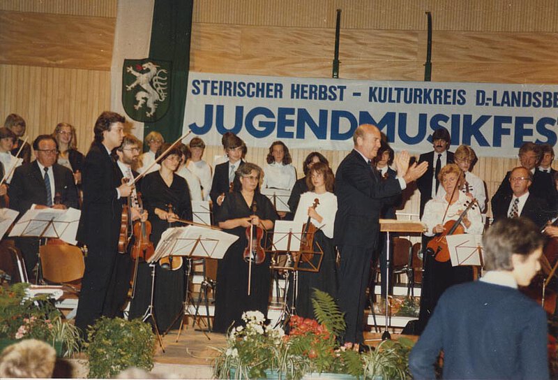 HWH mit dem Orchester der Musikschule beim Jugendmusikfest Deutschlandsberg, 1984