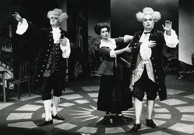 Szenenfoto aus "Don Chisciotte della Mancia", Schwedische Erstaufführung Svenska Riksteatern, Tournee durch Schweden 1986