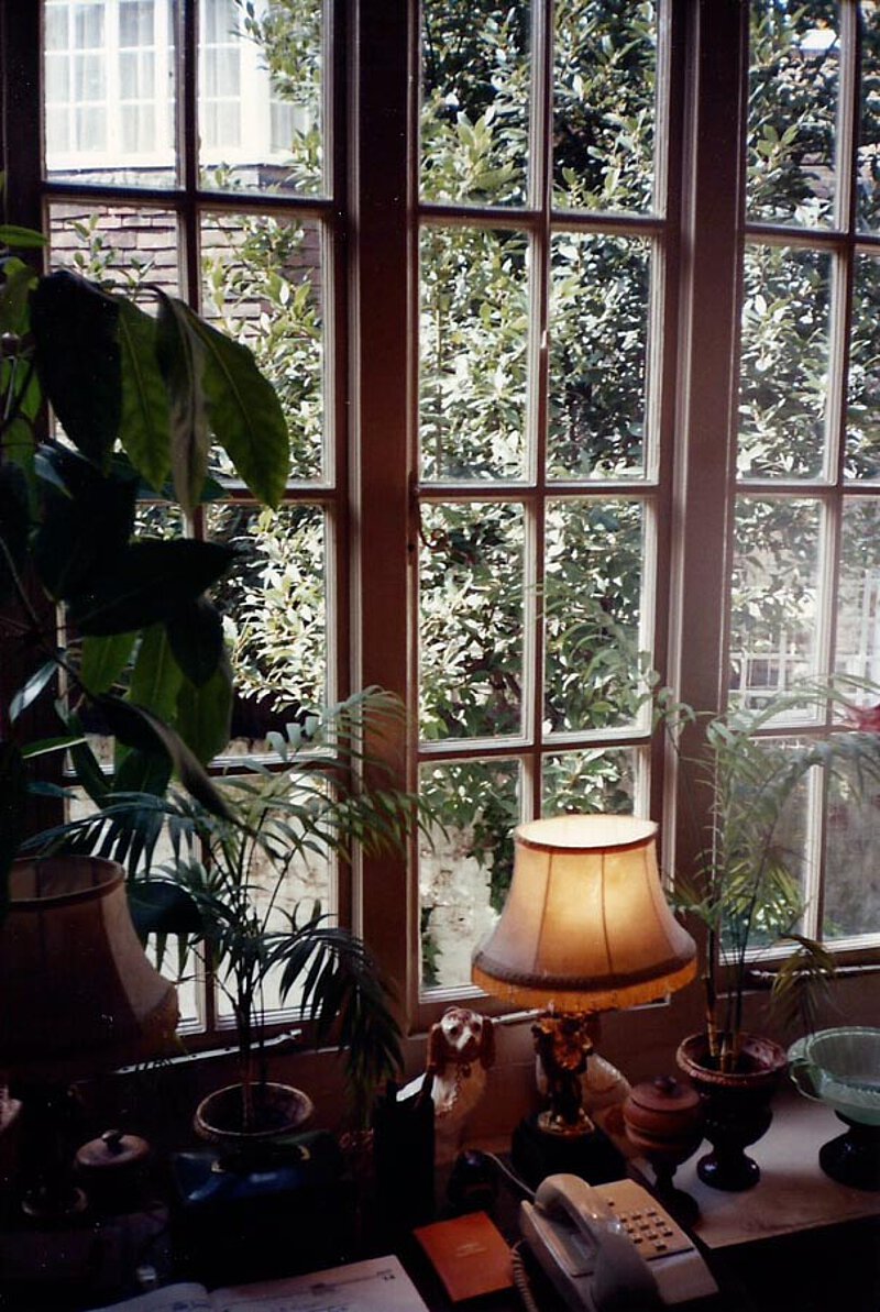 Blick in den Garten aus HWHs Haus, Fairholt Street, 1988