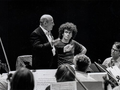 Mit Simon Rattle beim Aldeburgh-Festival, England 1986