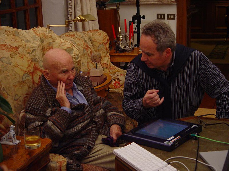 Mit Detlef Heusinger bei der Demonstration elektronischer Kompositionsverfahren auf La Leprara, 2009