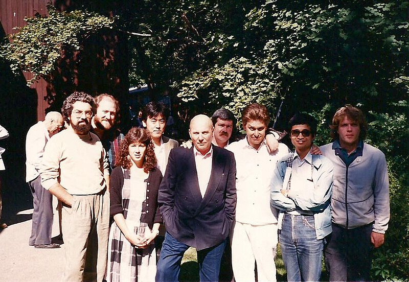 Mit seinen Meisterschülern bei der Sommerakademie des Boston Symphony Orchestras, Tanglewood, 1988