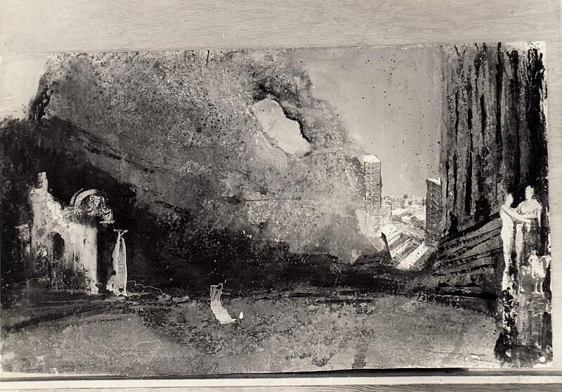 Bühnenbildentwurf von Filippo Sanjust zur Uraufführung von "Die Bassariden", Salzburg/Berlin 1966